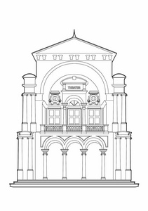 矢量图的老剧院，Eps 10 文件