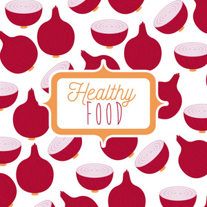 红洋葱背景图案健康食品彩色海报