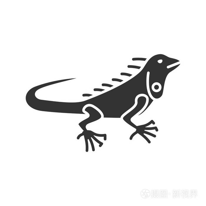 草食蜥蜴.剪影符号.负空间.矢量隔离插图
