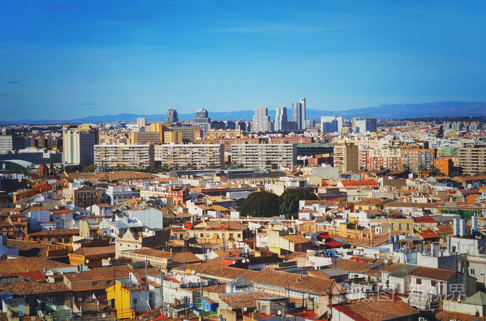 西班牙 valencia 城市的全景图
