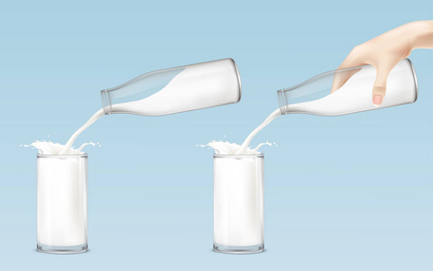 集的图标牛奶从瓶子里倒进一杯