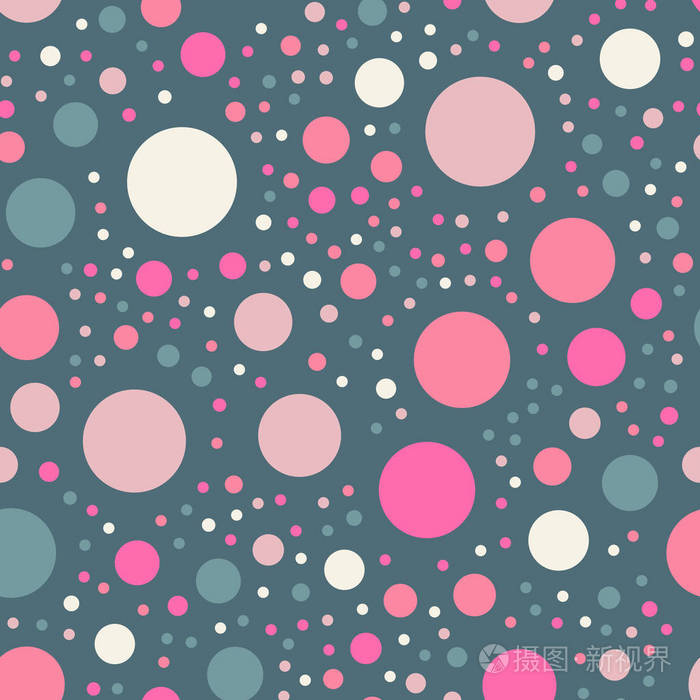 五颜六色的圆点无缝图案在明亮的8背景迷人的经典彩色波尔卡圆点