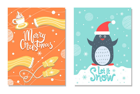 圣诞快乐明信片暖布企鹅图片