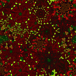 无缝的装饰背景。棕色, 红色, 黑色, 绿色和灰色的颜色。可用于贺卡请柬保存日期卡等多个。涂鸦。矢量插图