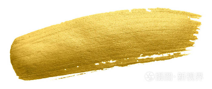 金漆刷涂划.丙烯酸金色着色白色背景.