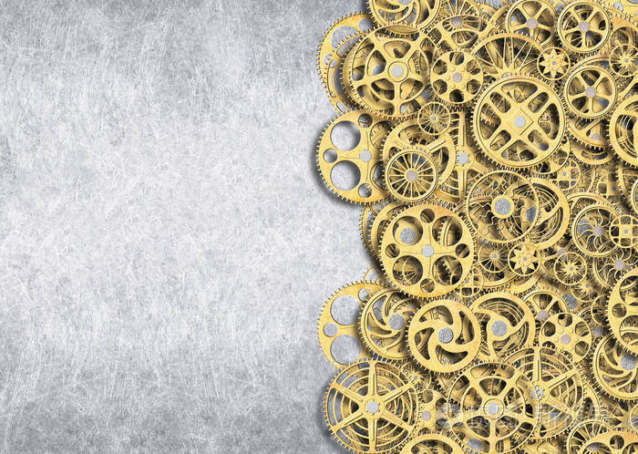 金齿轮,工业背景的轮子与机理