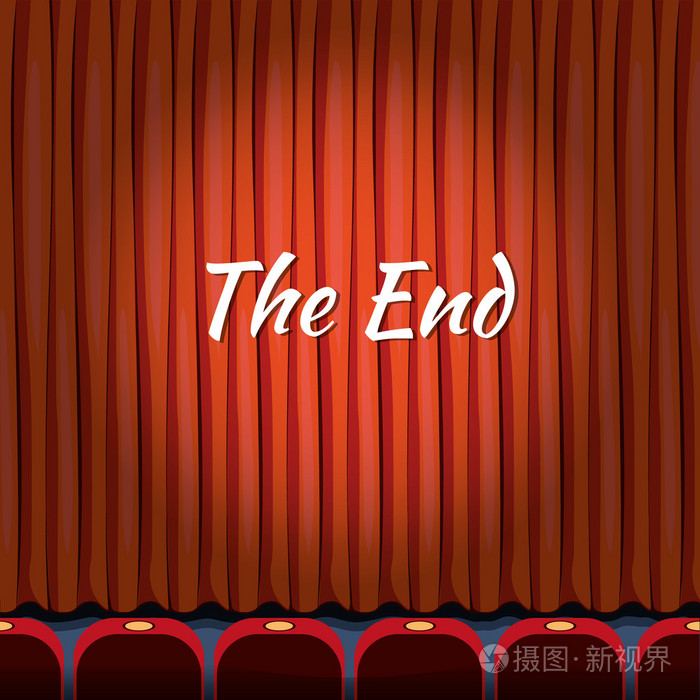 电影结尾屏幕矢量概念背景卡通风格