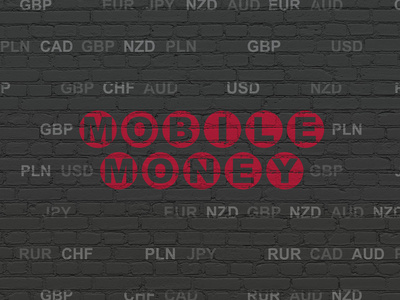 货币概念 移动支付上的背景墙上