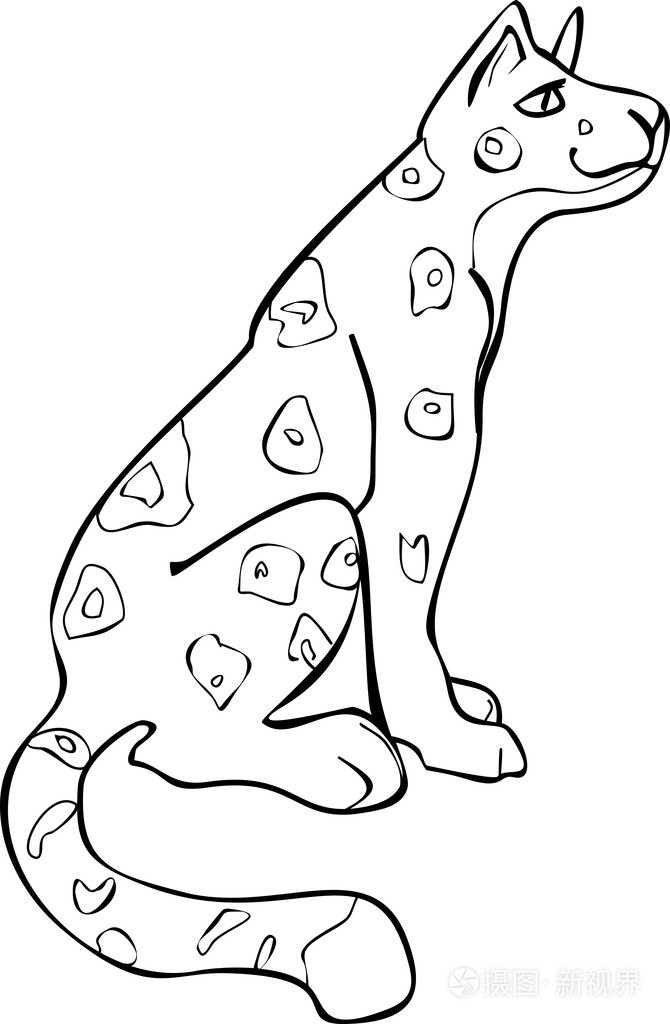 与可爱的美洲虎着色插画-正版商用图片0glnxa-摄图新视界