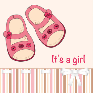 插图与粉红色的鞋子的小女孩