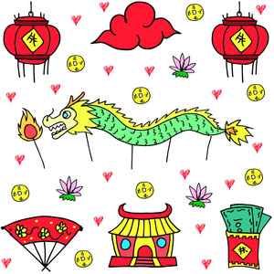 中国庆祝矢量艺术涂鸦