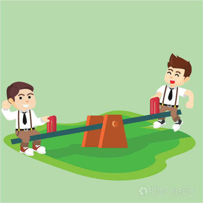 男生在一起玩跷跷板插画-正版商用图片0gls0d-摄图新视界