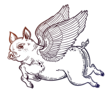 飞行翼猪例证照片