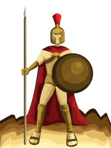 盾卡通矛与盾的卡通人物的斯巴达军队照片