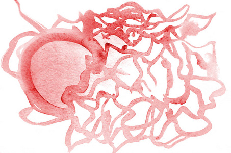 背景图像从抽象水彩污渍, 形成一种红色的形式, 像水母