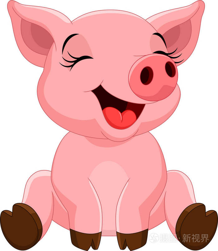 白色背景下的可爱猪卡通的矢量插画
