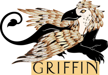 生物与身体的狮子, 头和鹰的翅膀照片