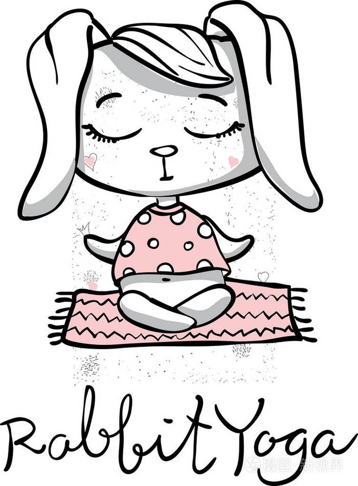 可爱的兔子瑜伽卡