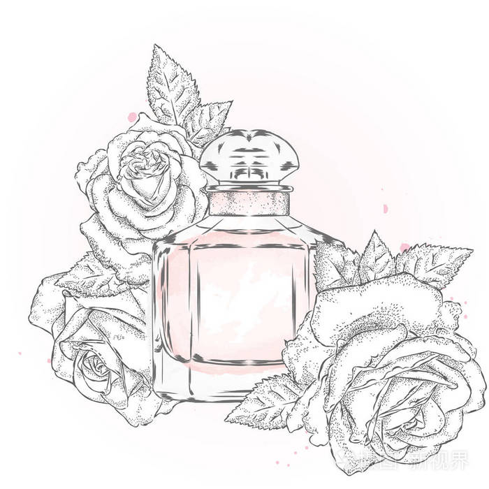 香水瓶和鲜花矢量