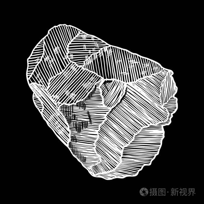 石手画风格大石头裂纹和损坏st