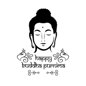 佛 purnima 旗帜设计黑白相间的色彩照片