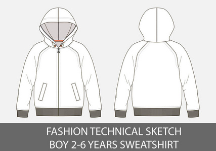 时尚技术素描男孩26 年运动衫与罩在矢量图形