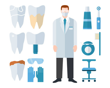牙医口腔设备矢量图