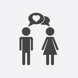 矢量男人和女人的心图标在白色背景上。现代的平面图案。针对 web 站点设计的简单平面符号