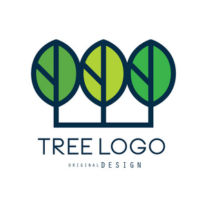 树标志原创设计, 绿色环保徽章, 抽象有机元素矢量插图欢迎来店 logo