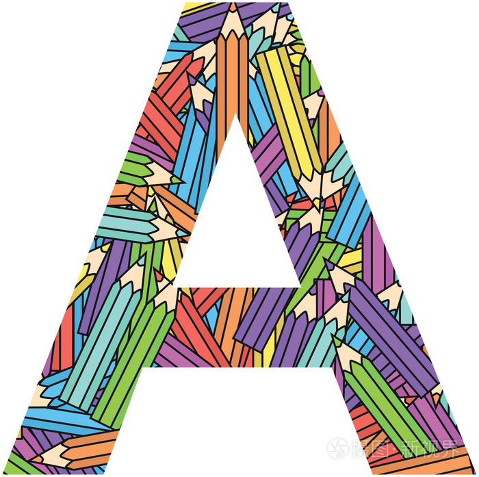 彩色蜡笔背景字母a