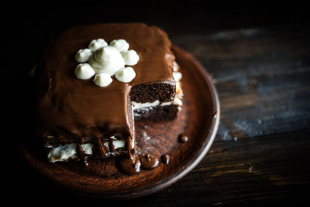 美味的自制巧克力蛋糕