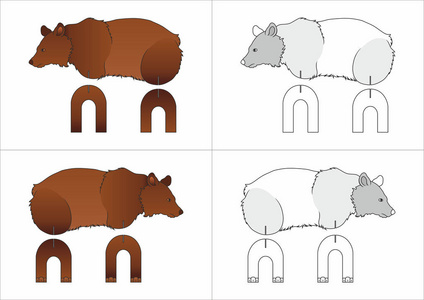儿童用纸制玩具熊模板