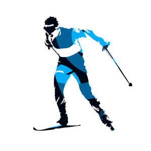 越野滑雪者, 抽象蓝色独立矢量剪影