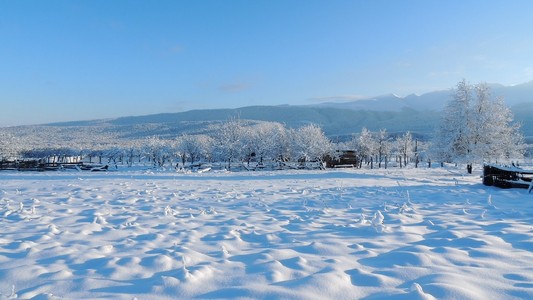 冬季景观。高加索地区