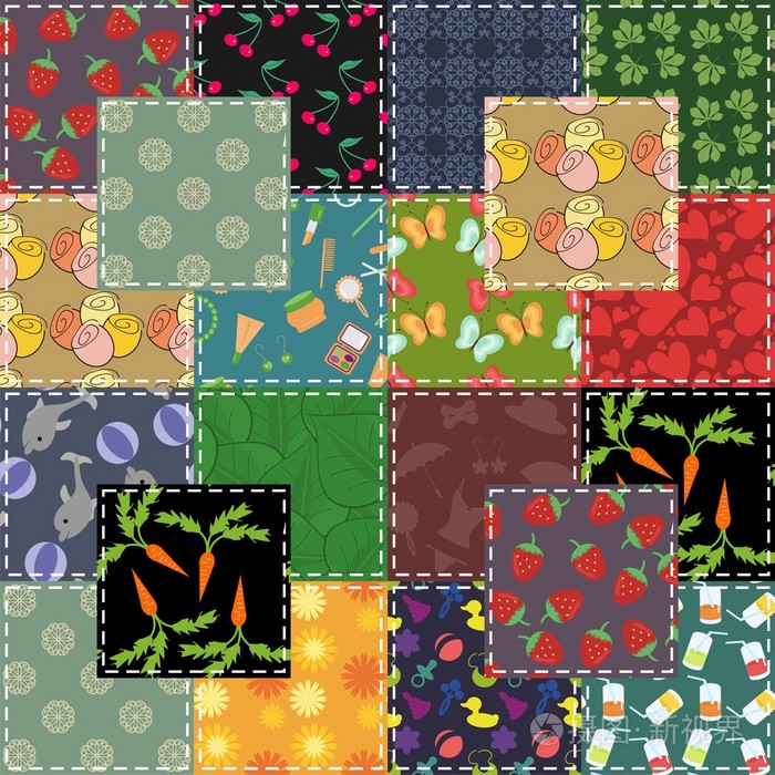 有不同的图案拼凑而成背景