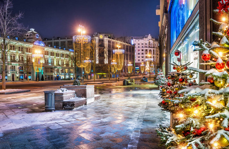 在莫斯科的圣诞特维尔大街