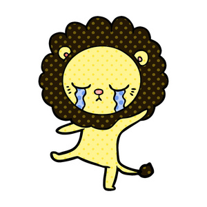 卡通狮子哭泣的矢量插图图片