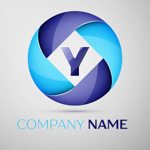y 字母五颜六色的 logo 在圈子.您设计的矢量模板照片