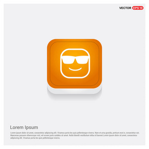 笑脸图标橙色抽象 Web 按钮