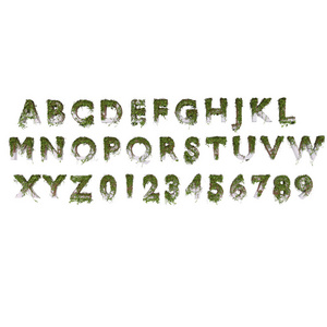 3d 渲染字母表, 绿叶隔离