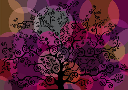 彩色的程式化的树
