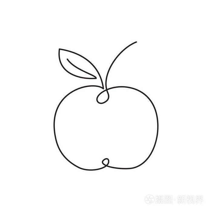白色背景上的苹果线条图标插画-正版商用图片0gn4cc-摄图新视界