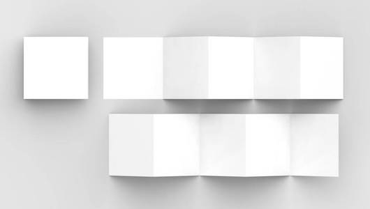 10页传单, 5 面板手风琴折叠广场小册子模拟