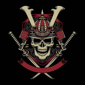 日语刀武士武士头骨用十字武士刀剑照片