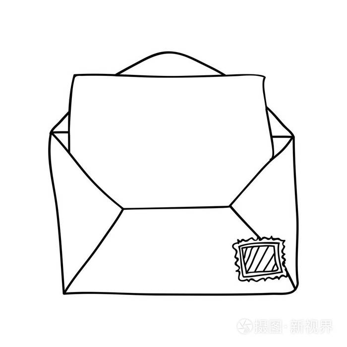 单色轮廓的信封邮件打开插画-正版商用图片0gn8eu-摄图新视界