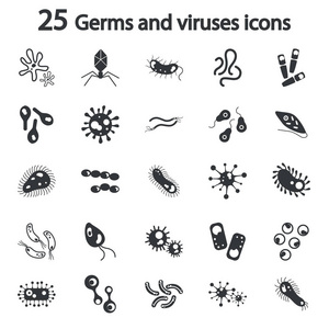 组的细菌和病毒简单的图标，用于 web 和移动设计