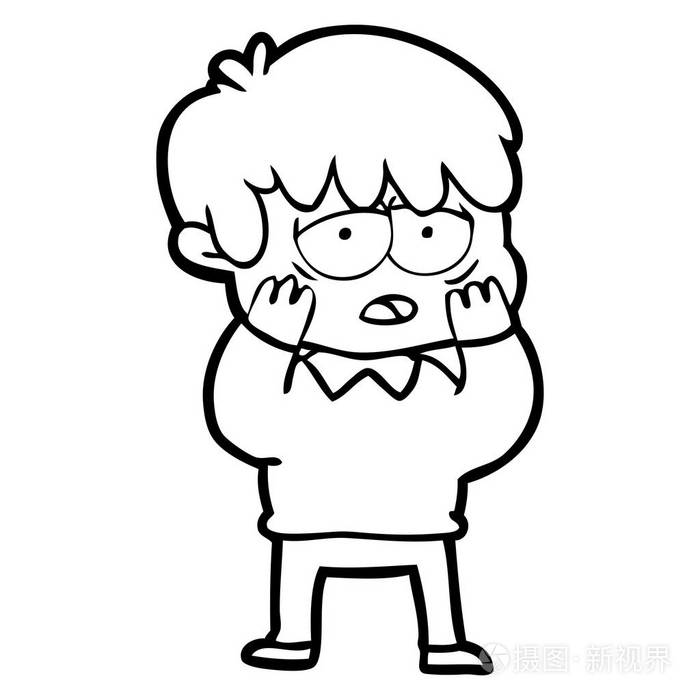 卡通疲惫男孩的矢量图解插画-正版商用图片0gnf7u-摄图新视界