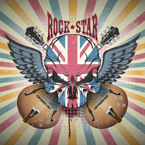 创意画着骷髅头.摇滚明星照片