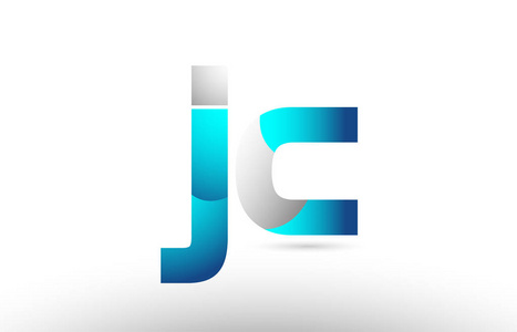 灰色蓝字母字母 jc j c 标志3d 设计