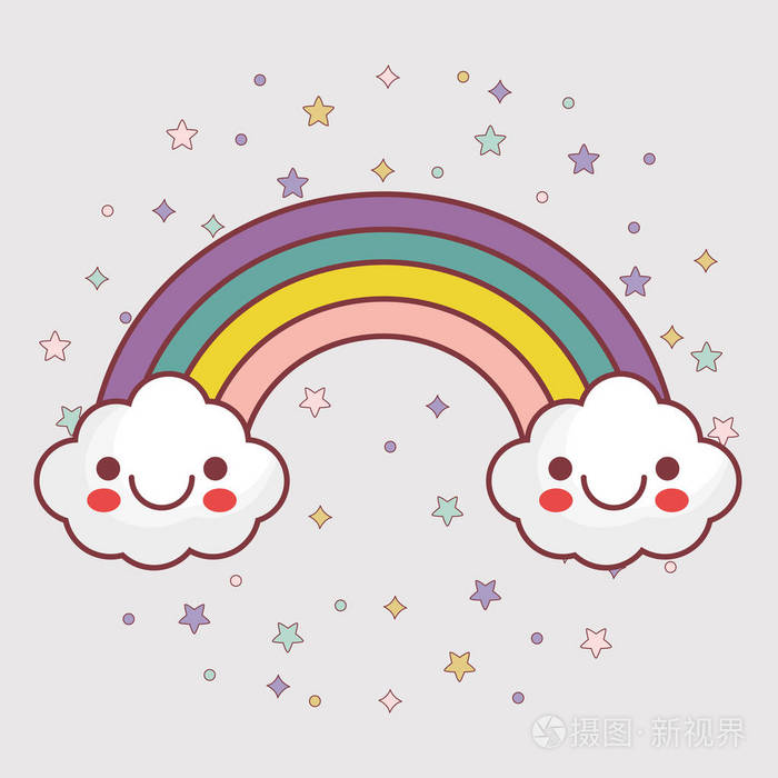 可爱云和彩虹图标